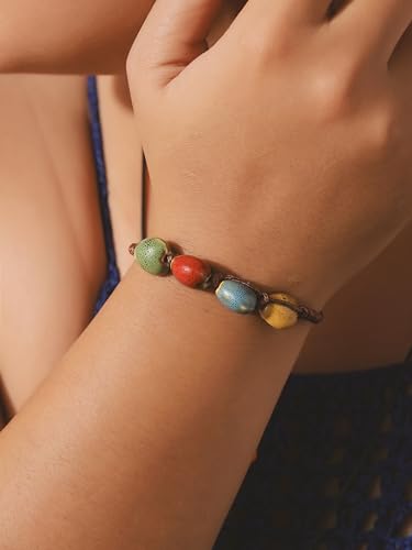 Colorful Ceramic Bead Bohemian Leather Bracelet