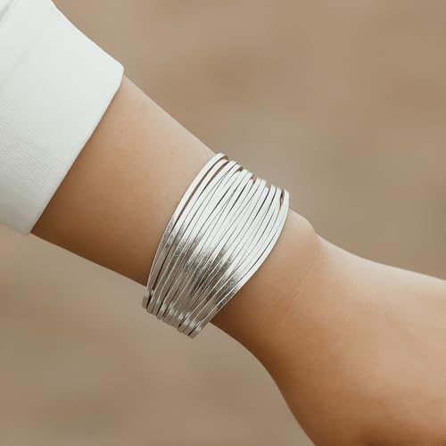 Shiny Boho Leather Wrap Stackable Bracelet for Women