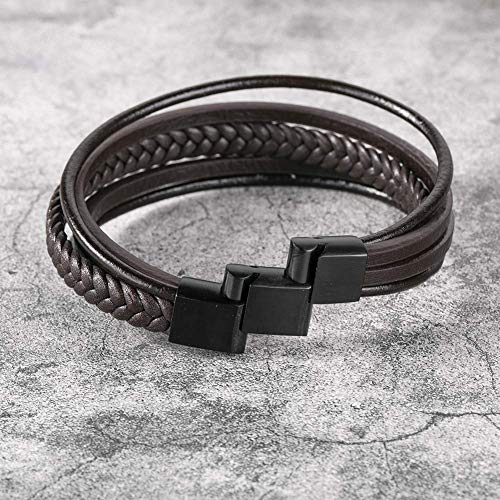 Moroccan Braided Leather Men's Bracelet - Multi-Layer