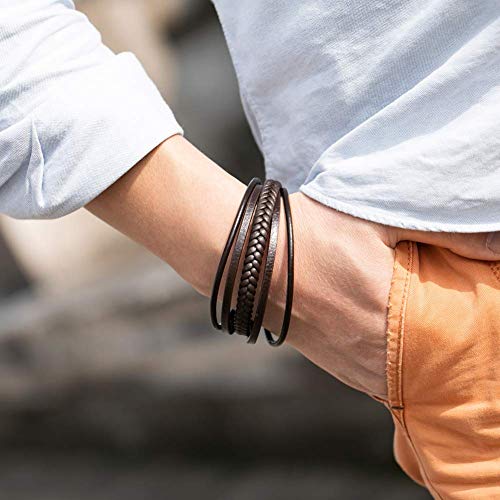 Moroccan Braided Leather Men's Bracelet - Multi-Layer