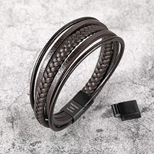 Moroccan Braided Leather Men's Bracelet - Multi-Layer