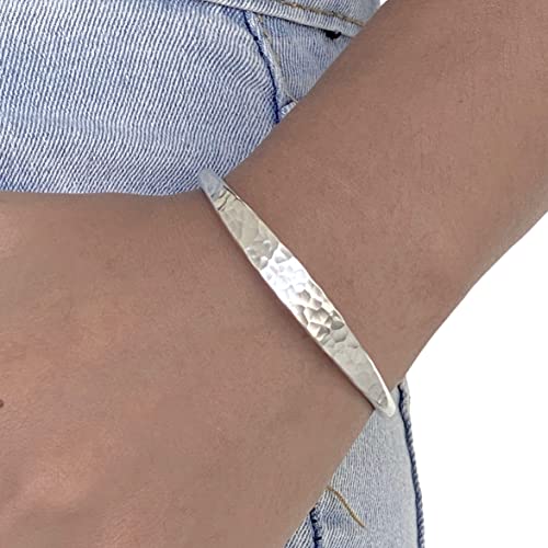 Handmade Hammered Sterling Silver Minimalist Cuff Bracelet