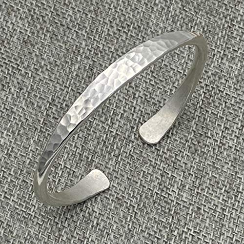 Handmade Hammered Sterling Silver Minimalist Cuff Bracelet