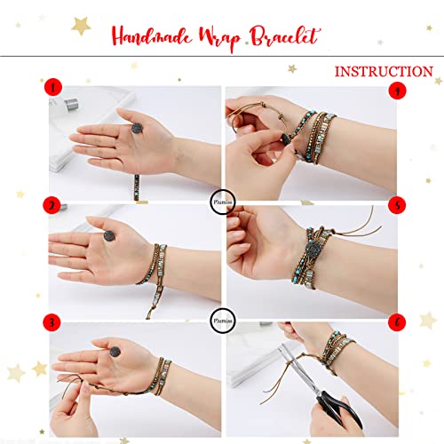 Handmade 3-Wrap Indian Agate Leather Bracelet