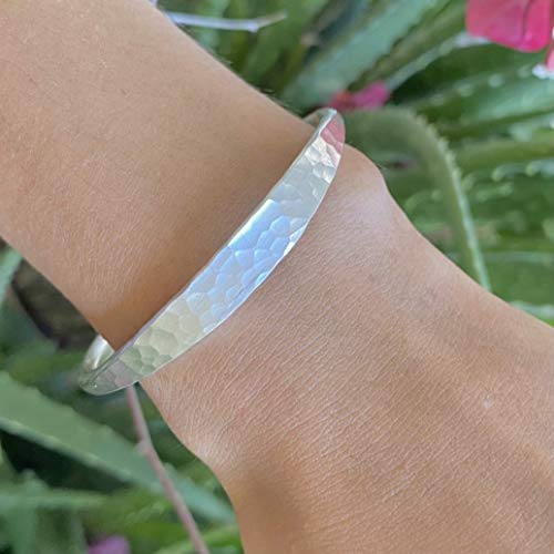 Handmade Hammered Sterling Silver Minimalist Cuff Bracelet