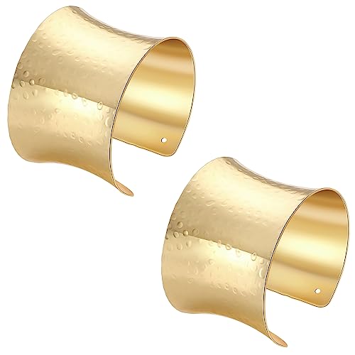 Gold Cuff Bangle Bracelets for Women - Set of 2