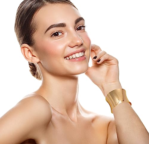 Gold Cuff Bangle Bracelets for Women - Set of 2