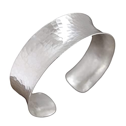 Handmade Hammered Sterling Silver Wide Cuff Bracelet