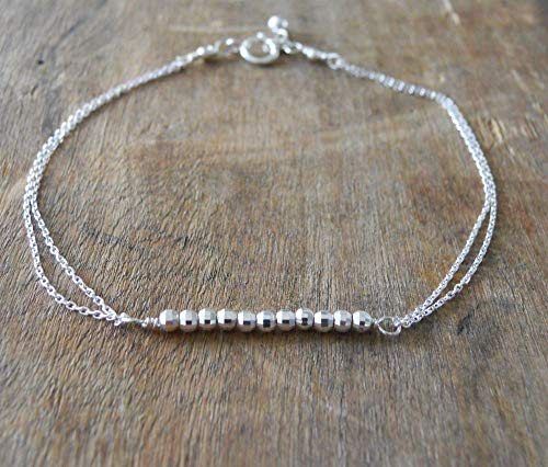 Handmade Sterling Silver Beaded Bar Bracelet