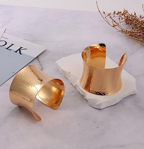 Gold Cuff Bangle Bracelets for Women - Set of 2