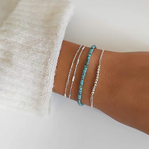 Handmade Sterling Silver Beaded Bar Bracelet