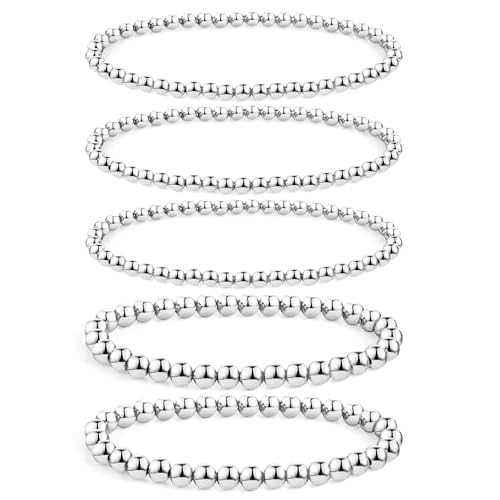 Silver Bead Stretchable Bracelets for Women