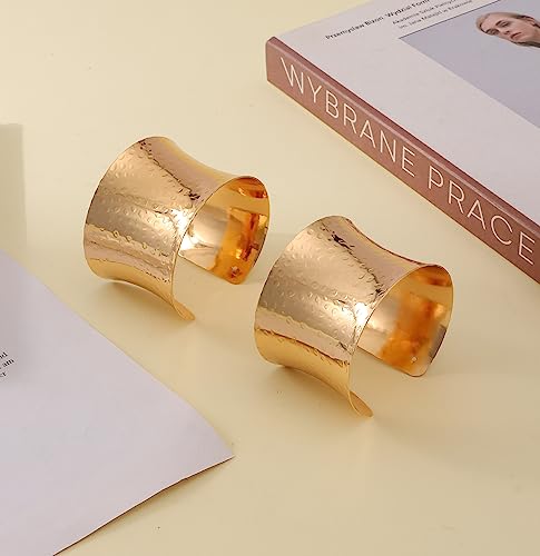 Gold Cuff Bangle Bracelets for Women - Set of 2