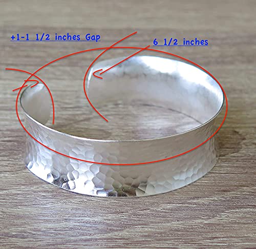 Handmade Hammered Sterling Silver Wide Cuff Bracelet