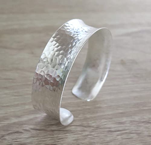 Handmade Hammered Sterling Silver Wide Cuff Bracelet