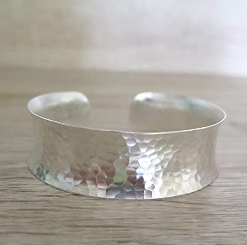 Handmade Hammered Sterling Silver Wide Cuff Bracelet