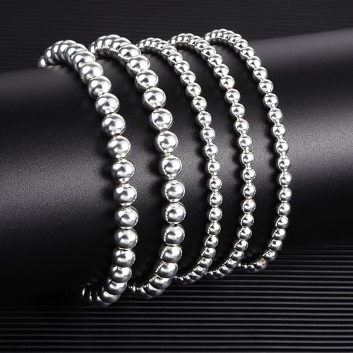 Silver Bead Stretchable Bracelets for Women