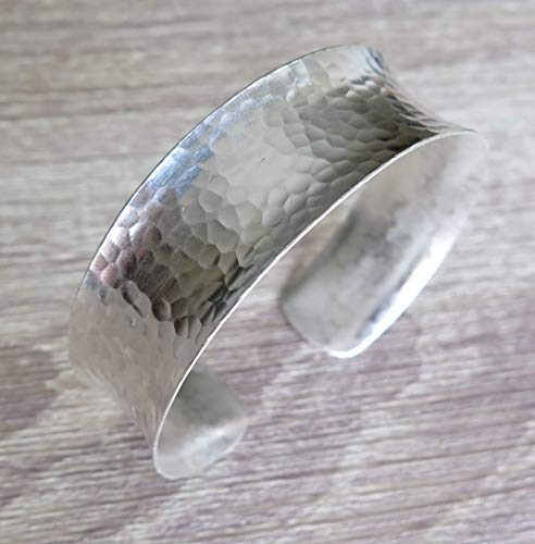 Handmade Hammered Sterling Silver Wide Cuff Bracelet