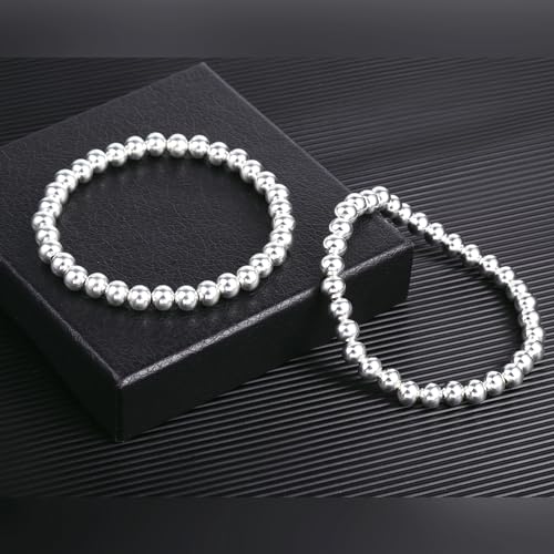 Silver Bead Stretchable Bracelets for Women