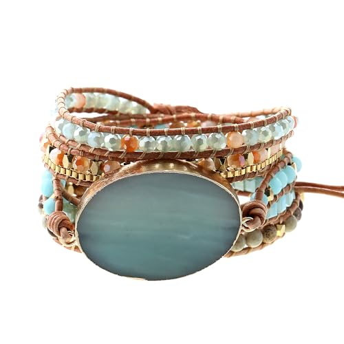 IUNIQUEEN Boho Handmade Natural Stone Wrap Bracelets