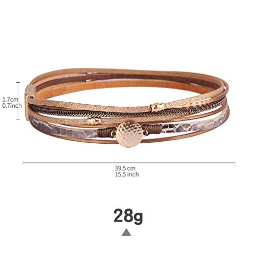 Bohemian Leather Wrap Bracelet with Goldplated Cuff