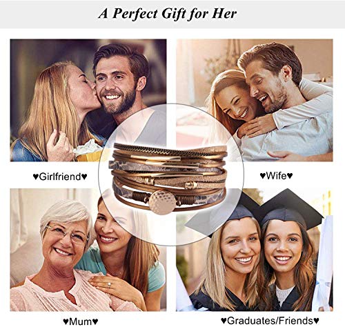 Bohemian Leather Wrap Bracelet with Goldplated Cuff