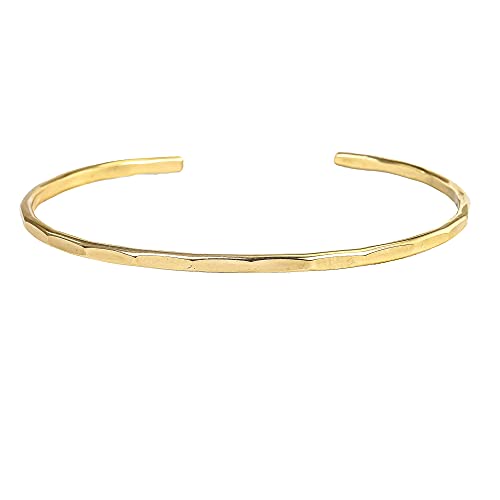 Hammered Gold Fill Cuff Bracelet by Lotus Stone