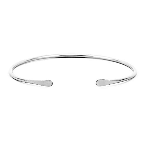 Handmade Sterling Silver Cuff Bracelet with Hammered Ends