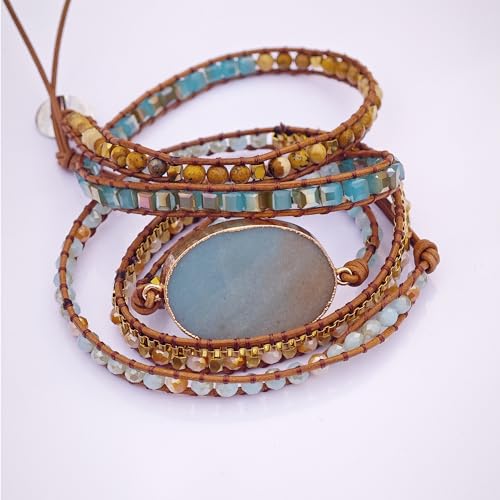 IUNIQUEEN Boho Handmade Natural Stone Wrap Bracelets