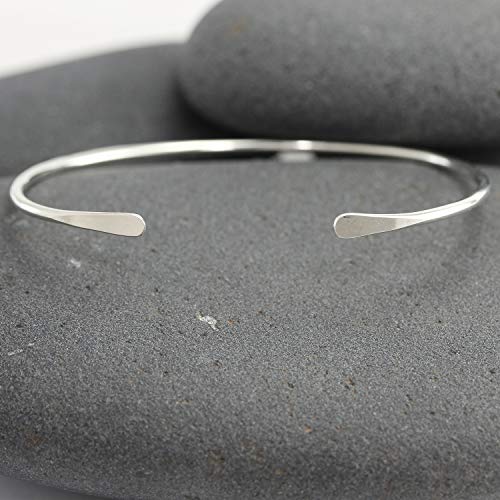 Handmade Sterling Silver Cuff Bracelet with Hammered Ends