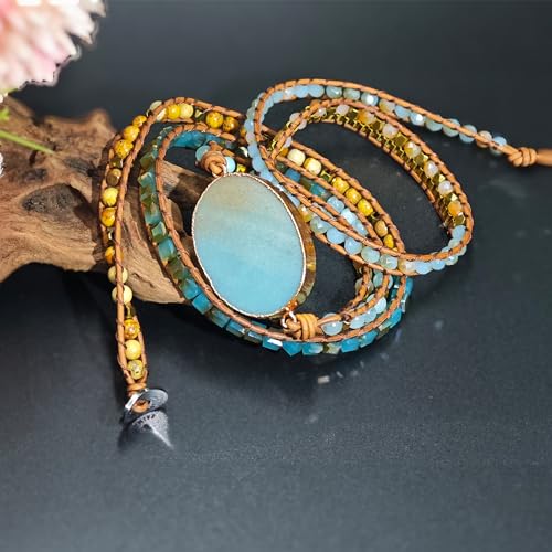 IUNIQUEEN Boho Handmade Natural Stone Wrap Bracelets