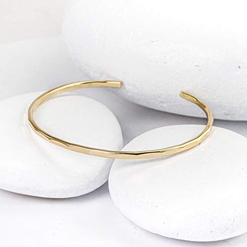 Hammered Gold Fill Cuff Bracelet by Lotus Stone