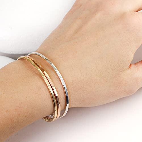Hammered Gold Fill Cuff Bracelet by Lotus Stone