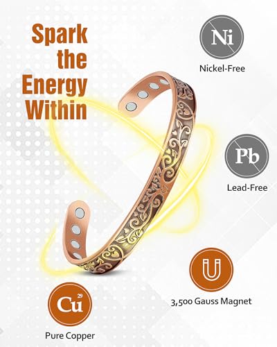 Jecanori Women's Copper Magnetic Healing Bracelets