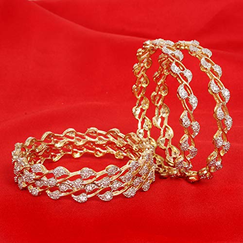 Moroccan Gold-Plated Ruby & Diamond Bangle Set