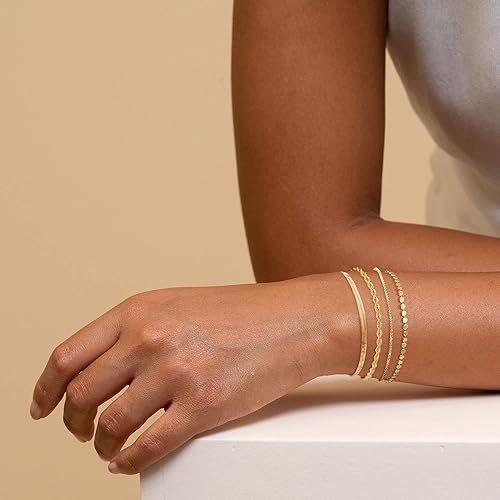 Trendy 14k Gold Filled Herringbone Bracelets for Women