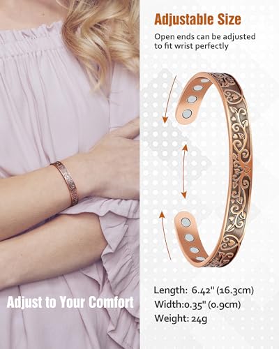 Jecanori Women's Copper Magnetic Healing Bracelets