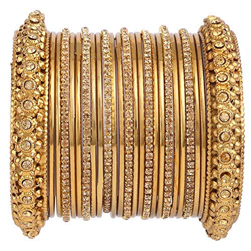 Boho Vintage Tribal Gold-Plated Crystal Bracelet Set