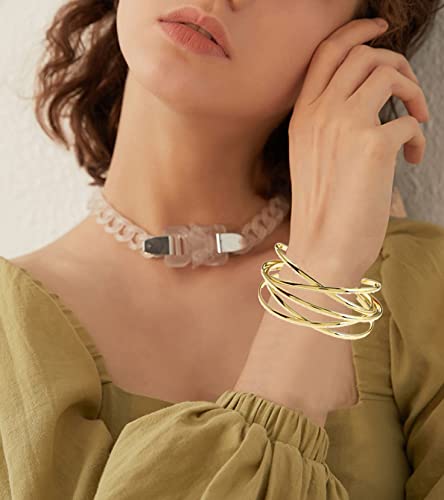 Elegant Gold Cuff Bangle Bracelet for Women