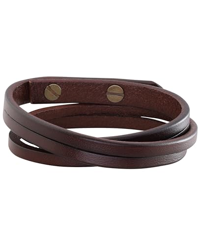 Artisanal Brown Leather Wrap Bracelet for Men