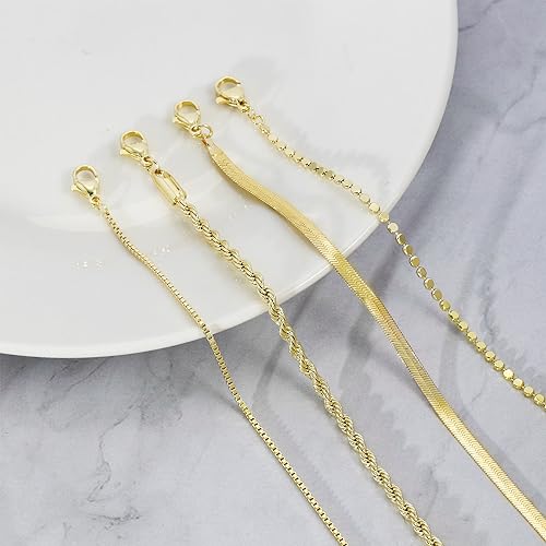 Trendy 14k Gold Filled Herringbone Bracelets for Women