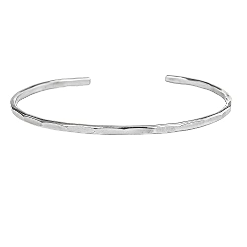 Handmade Hammered Sterling Silver Cuff Bracelet for Women