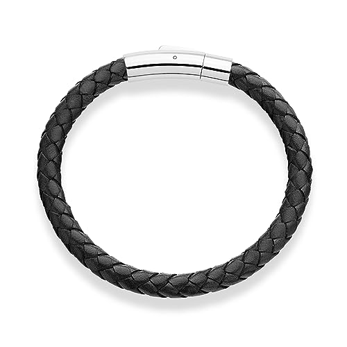 Men's Italian Braided Leather Bracelet with Clasp