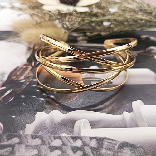 Elegant Gold Cuff Bangle Bracelet for Women