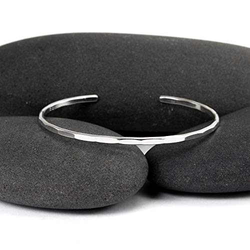 Handmade Hammered Sterling Silver Cuff Bracelet for Women