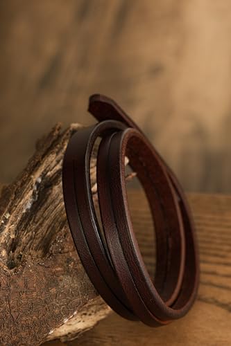 Artisanal Brown Leather Wrap Bracelet for Men