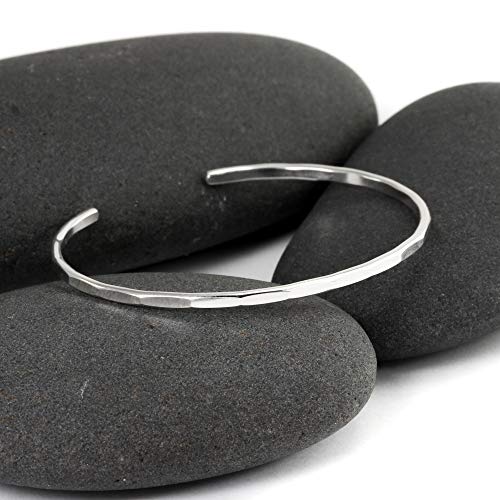 Handmade Hammered Sterling Silver Cuff Bracelet for Women