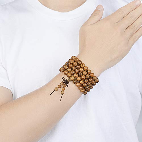 Sandalwood 108 Beads Elastic Mala Bracelet