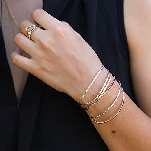 Handmade Hammered Sterling Silver Cuff Bracelet for Women