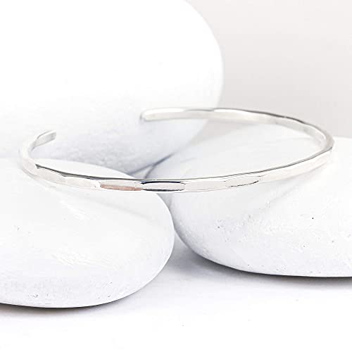 Handmade Hammered Sterling Silver Cuff Bracelet for Women